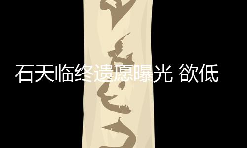低调曝光遗愿 欲临终搞追处理石天身后事拒思会